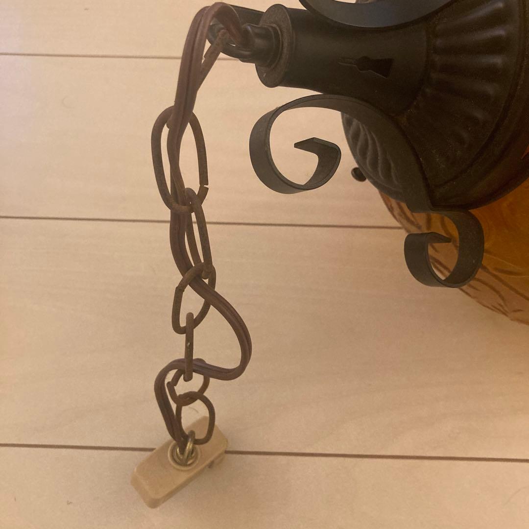 アンバーガラス　ペンダントランプ　ライト　ヴィンテージ アンティーク