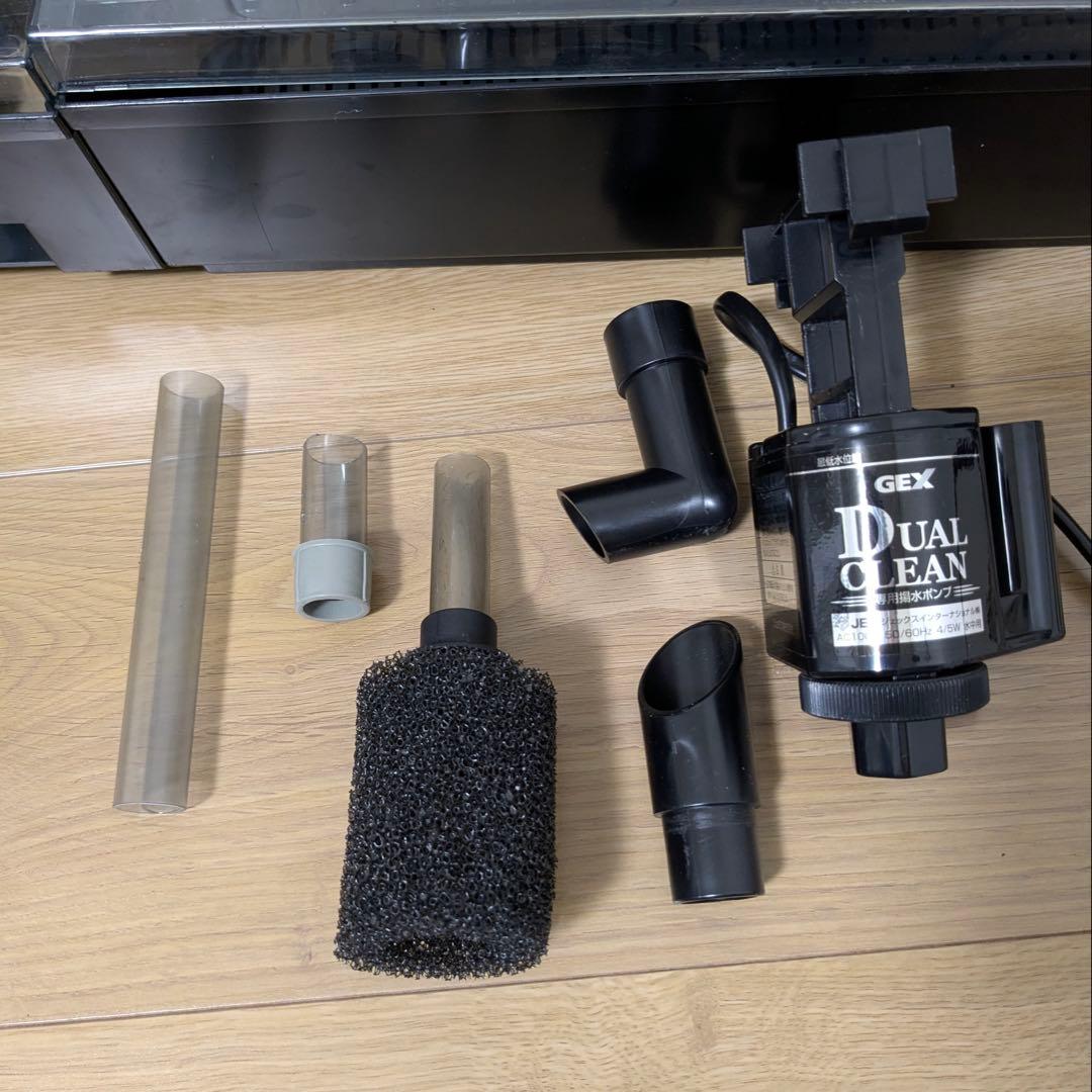 GEX水槽セット 60cmLOW水槽上部フィルター エアーポンプ スリムライト