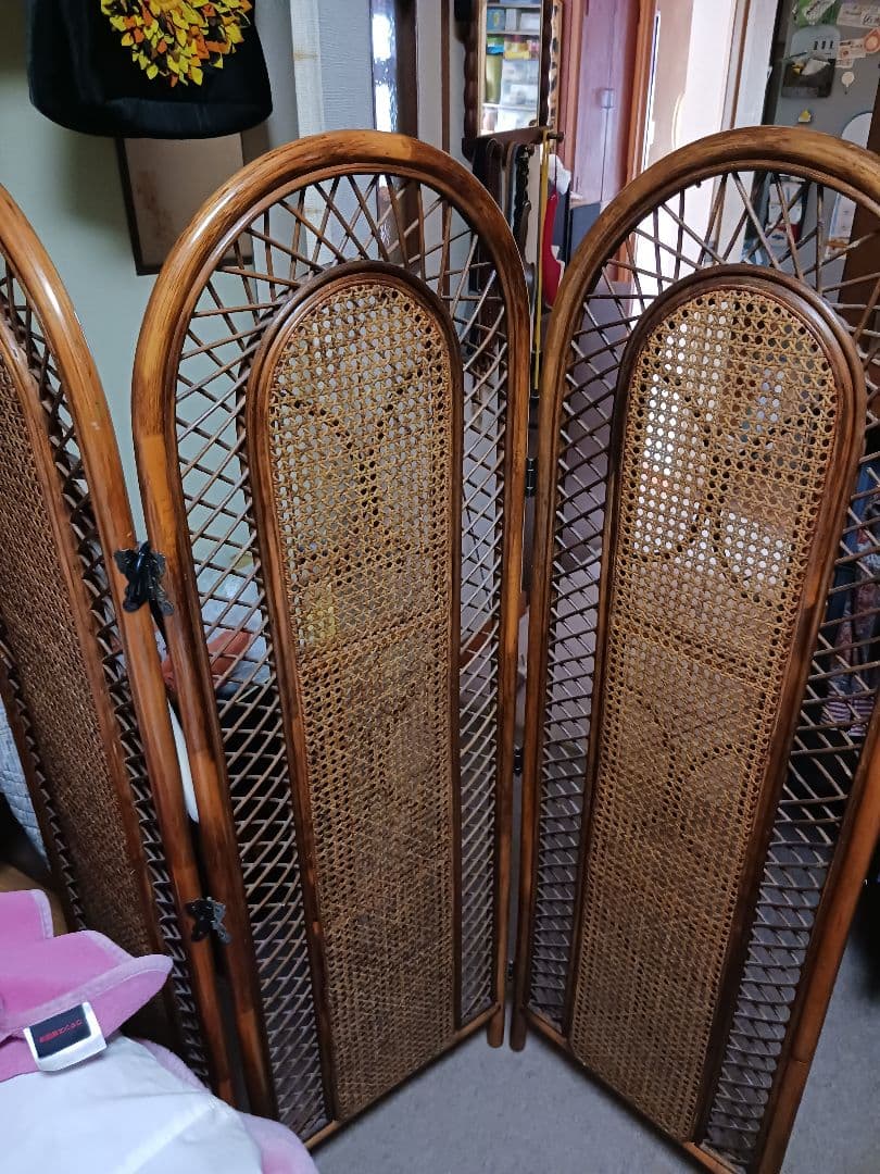 衝立てエスニックアジアン 昭和レトロ エスニック 4連 ラタン