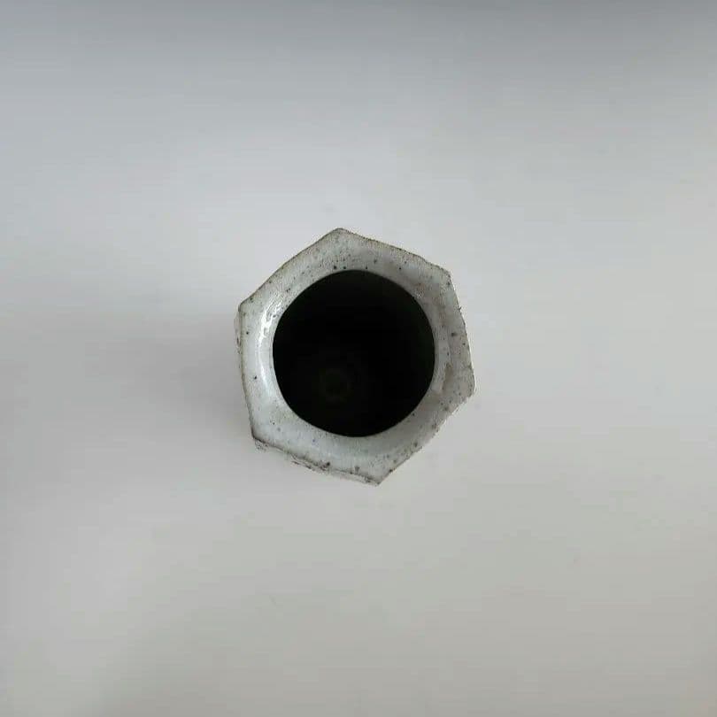 花入　面取　絵唐津　小次郎窯　モダン　花瓶　木箱入