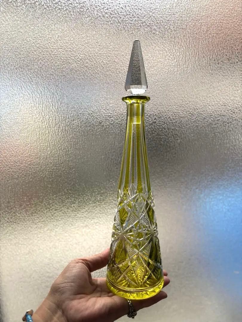 602 BACCARAT オールドバカラ ラグニーLAGNY カラフ 黄色被せ 602 BACCARAT オールドバカラ ラグニーLAGNY カラフ 黄色被せ