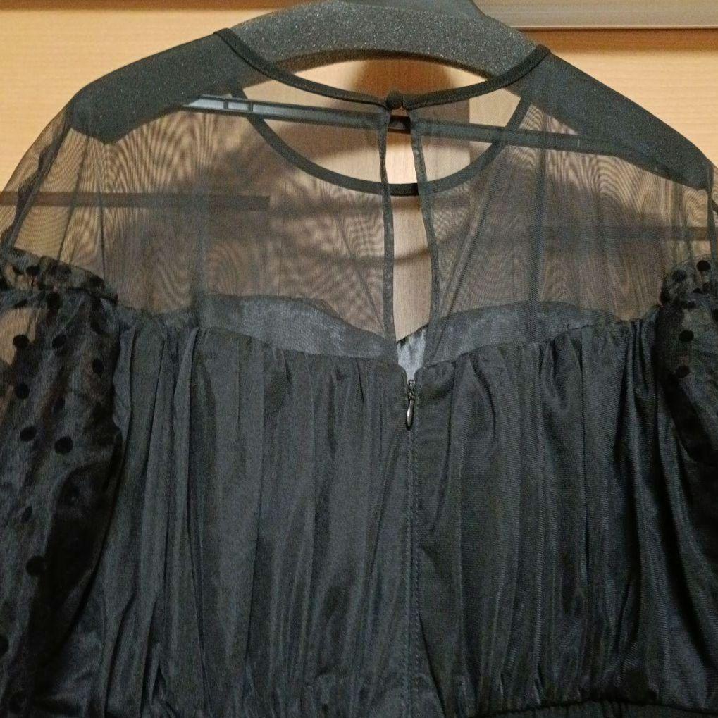 DouDou flocky dot dress　ブラック L