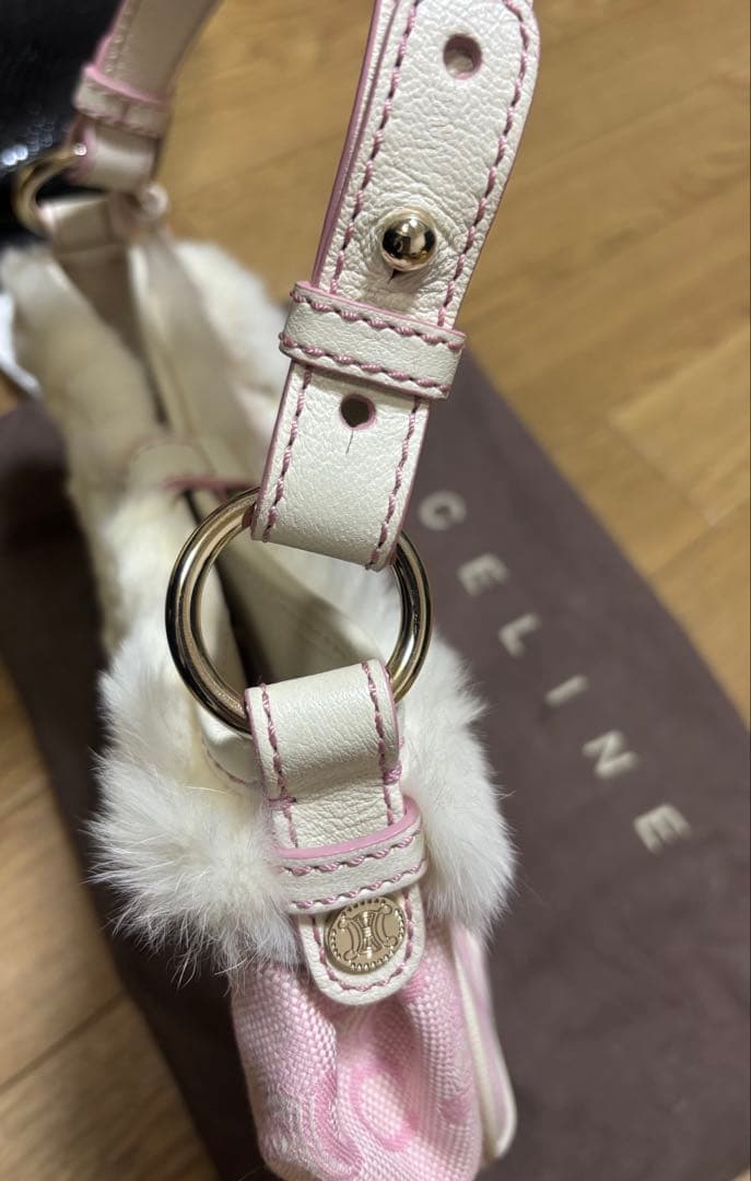 ベ*ン様 セリーヌ ハンドバッグ ピンク　ラビットファー