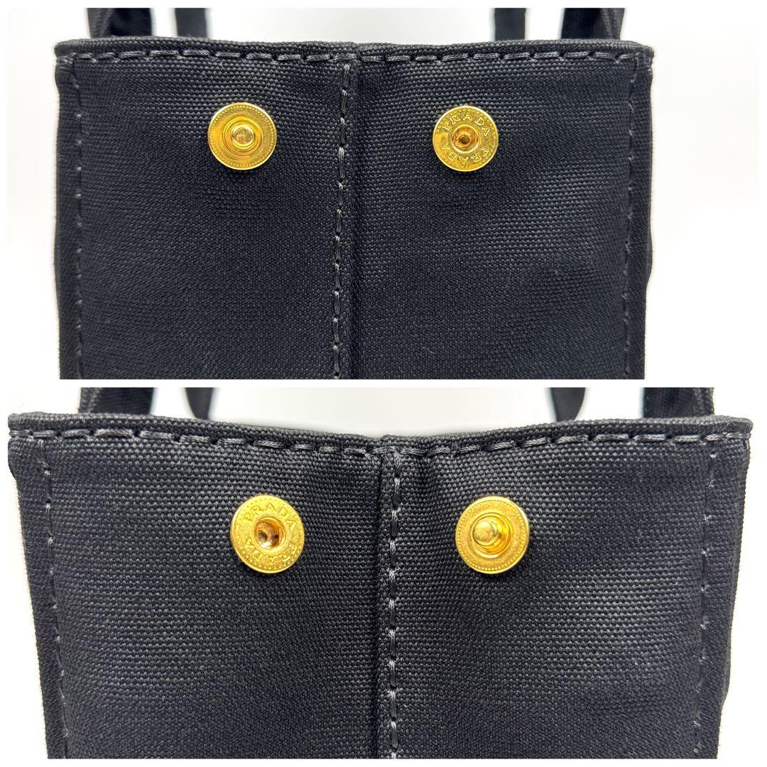 極美品✨ PRADA カナパ S 2way ショルダー付 ストライプ 黒