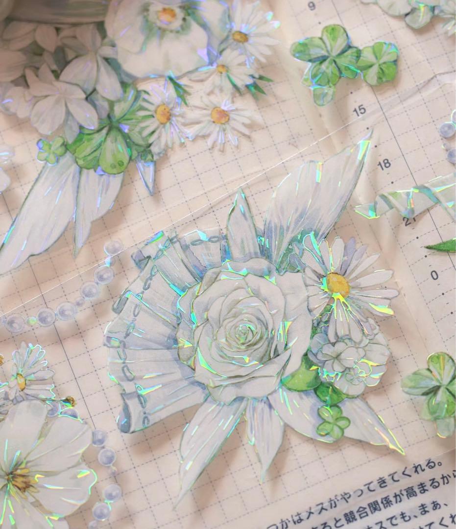 海外マスキングテープ巻売り 花和傘 フラワー 人物マスキングテープ