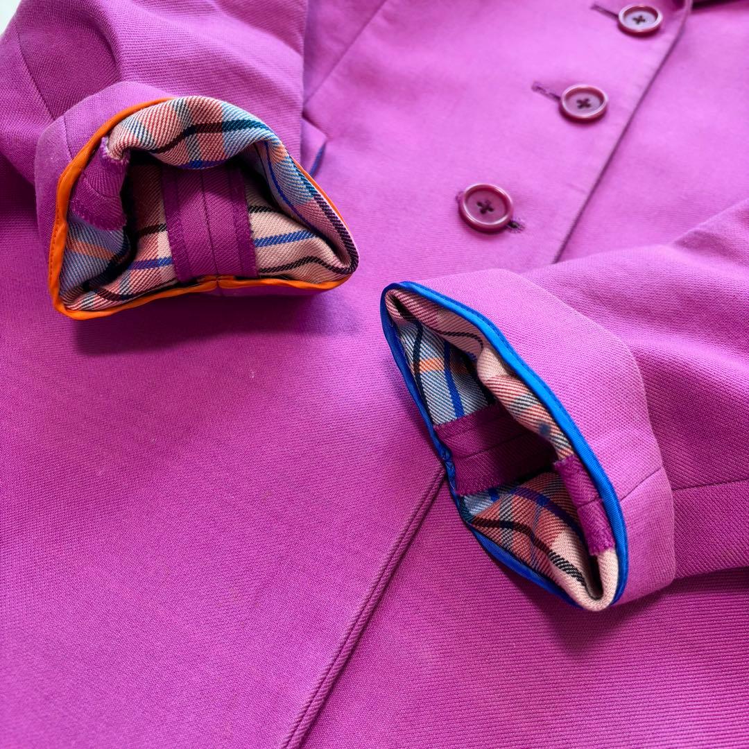 PS PaulSmith✨チェスターコート 裏地チェック ロング丈 ピンク 現行