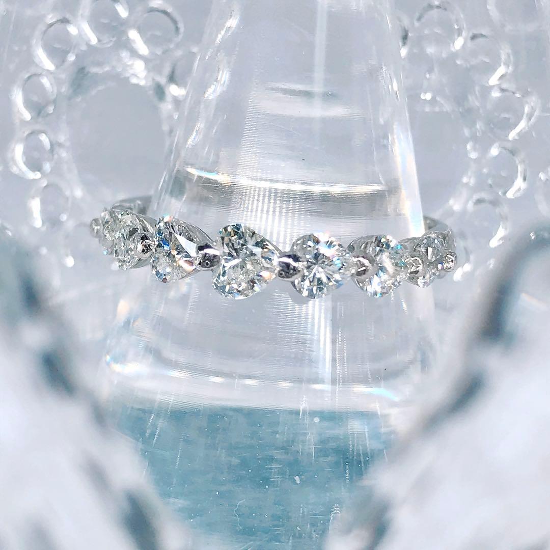 1.00ct ハートシェイプ ハーフエタニティ ダイヤモンドリング PT900