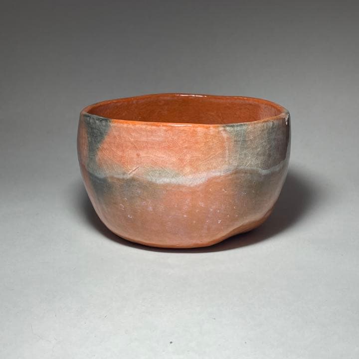 ◇通産大臣賞受賞作家 『福井楽印』造 柿高台赤茶碗 茶道具 未