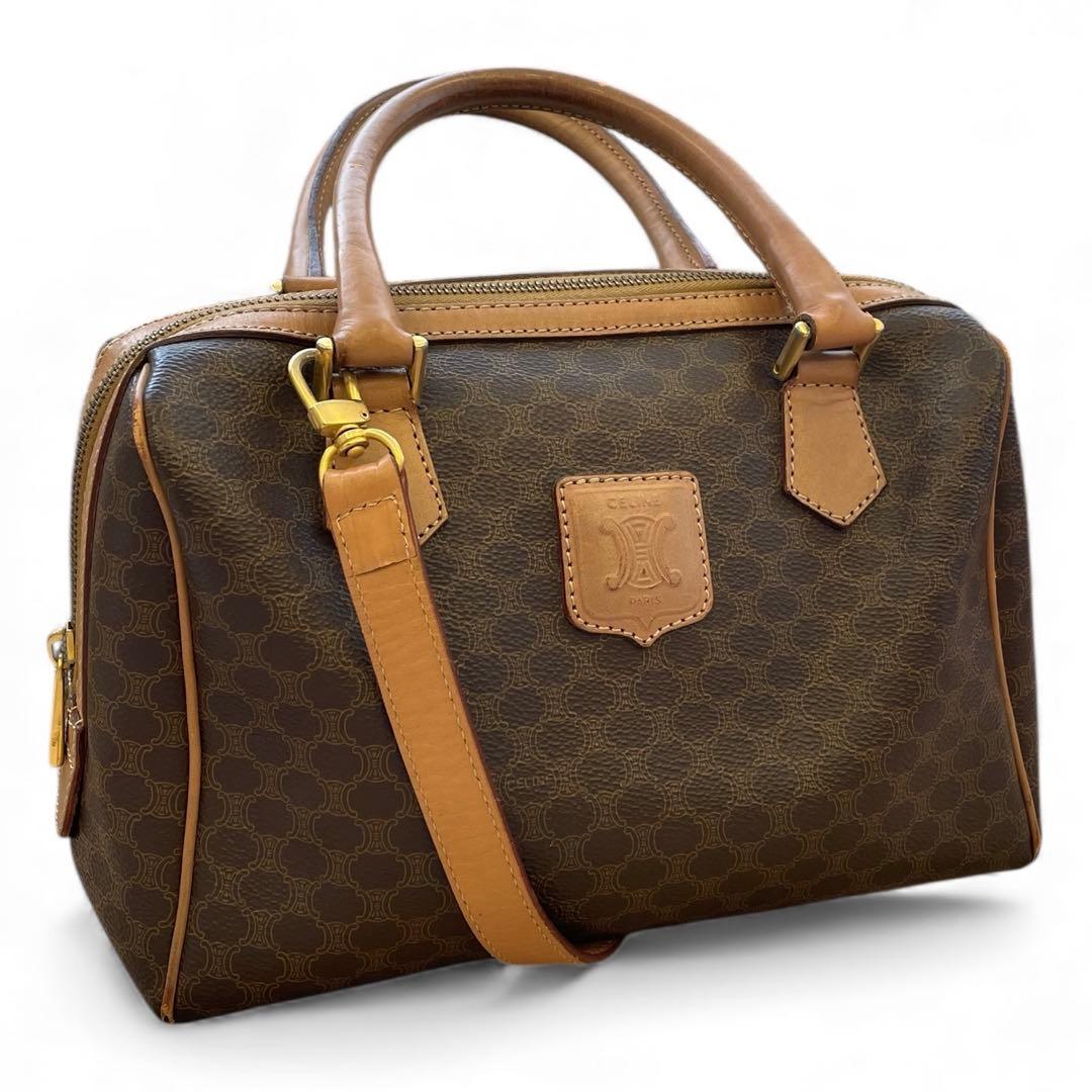 【最終価格‼️】セリーヌ ミニボストン ハンドバッグ 2way マカダム ブラウン