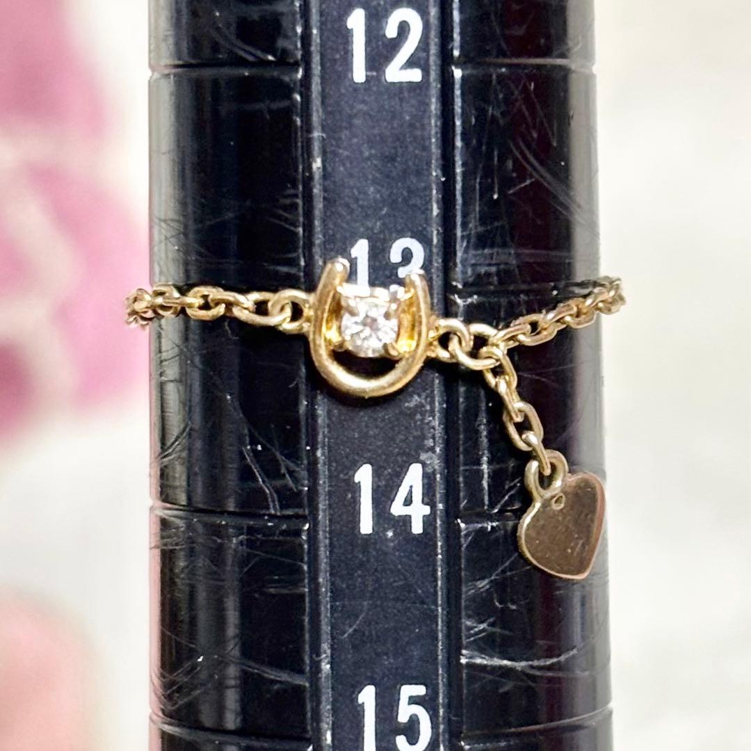 k18YG ホースシュー ダイヤ チェーンリング