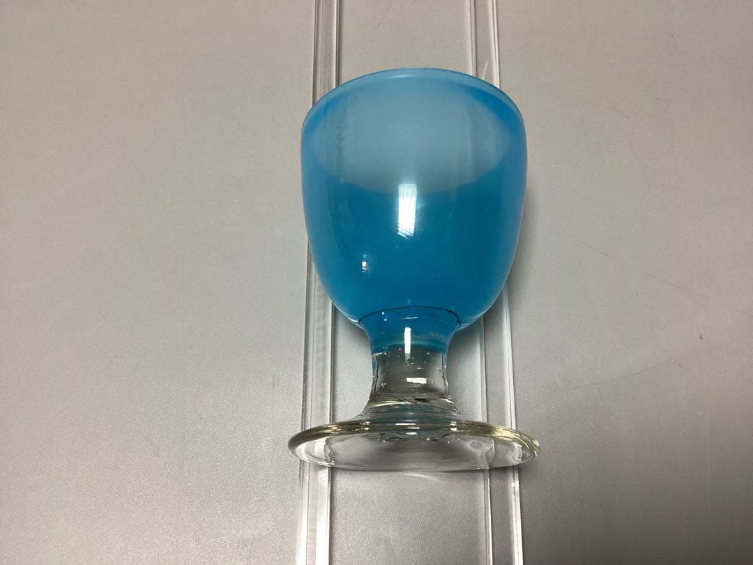 すみれ様専用 青ガラス なつめ形 ウランガラス 氷コップ (検) 和ガラス