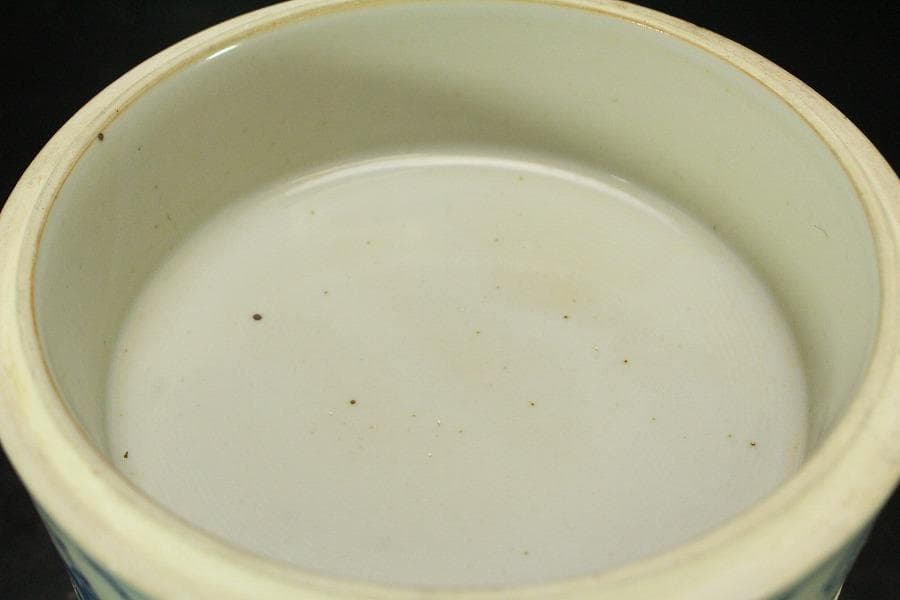 中国美術 青花 人物画 丸段重(LC827)