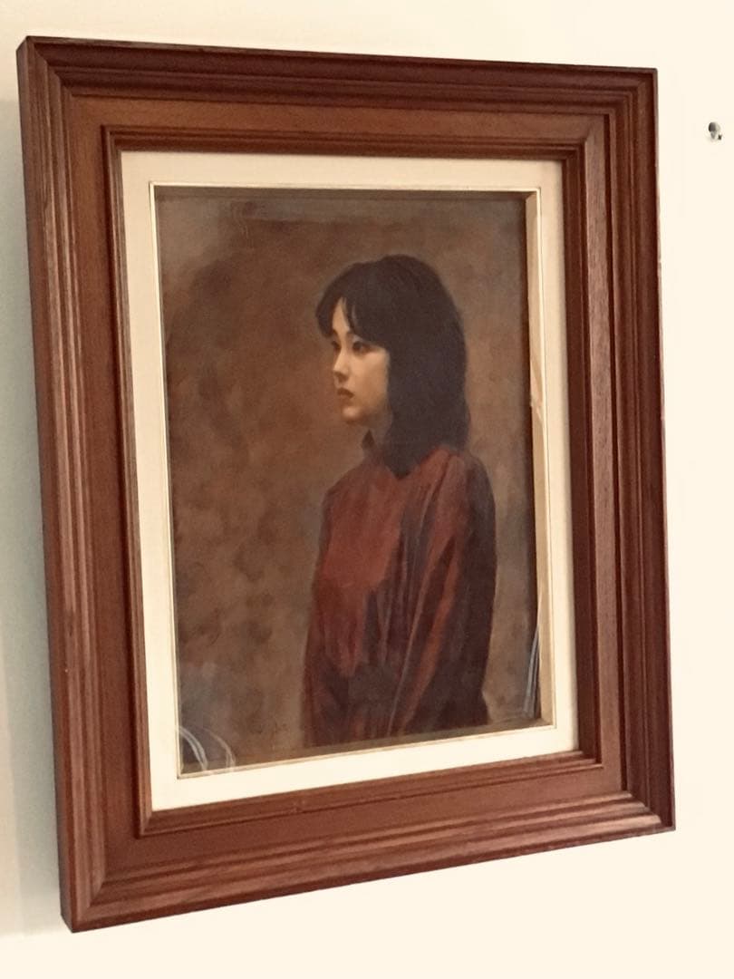 ◉真作保証◉一枚の繪◉洋画家 石村勝宣◉F4油彩 美人画◉リアリズム◉額装◉写実