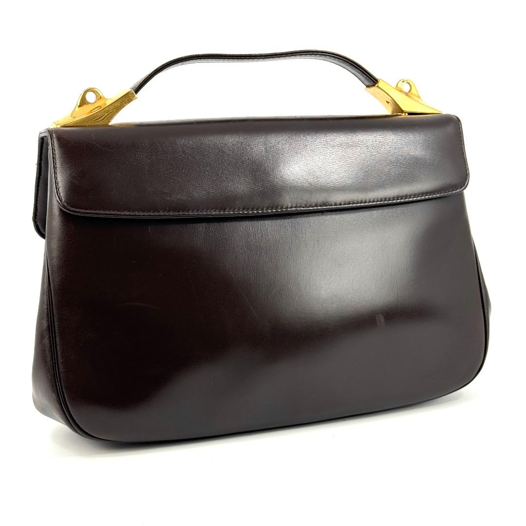 DIor ディオール ダークブラウン レザー ハンドバッグ