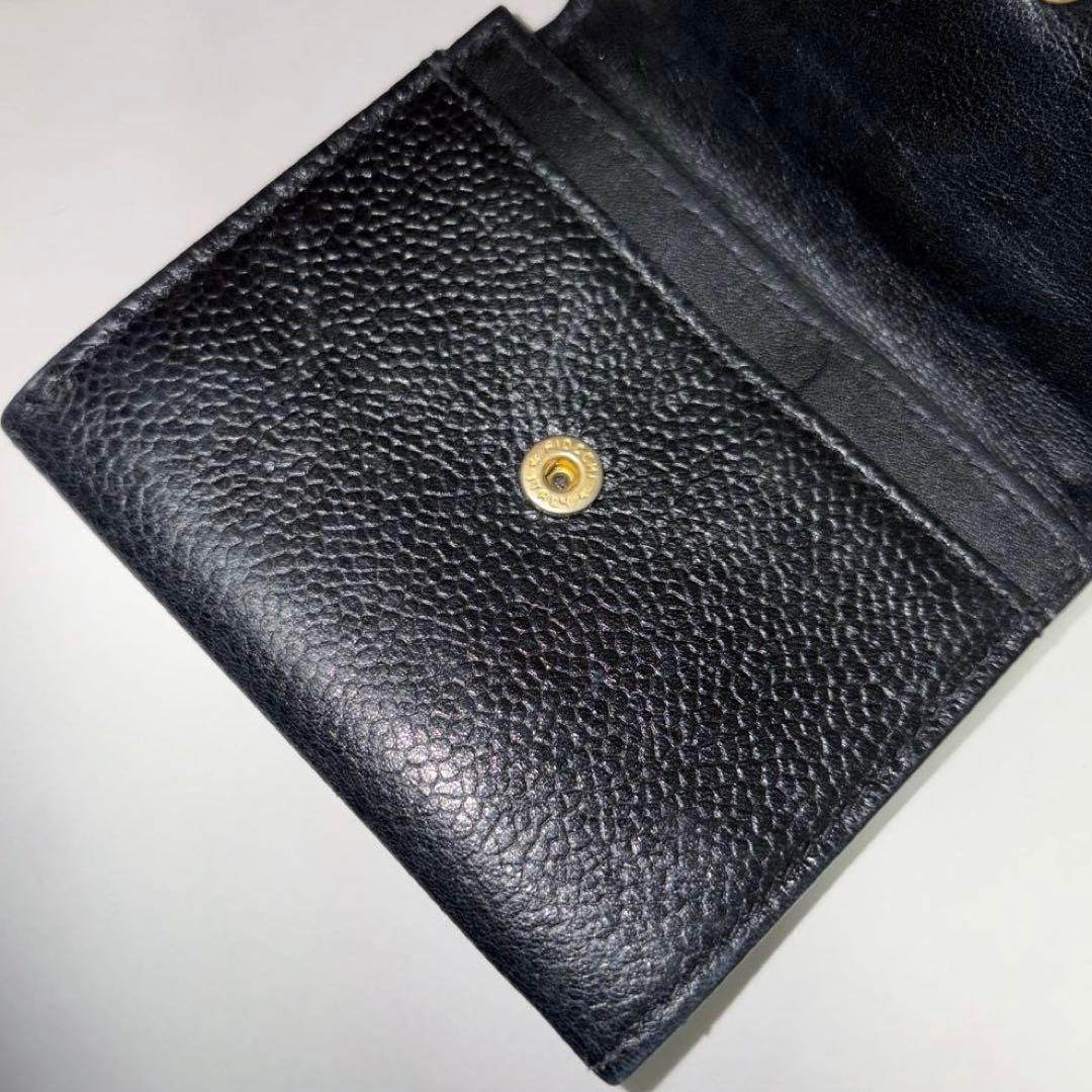 CHANEL シャネル キャビアスキン コンパクトウォレット 小銭入れ 黒