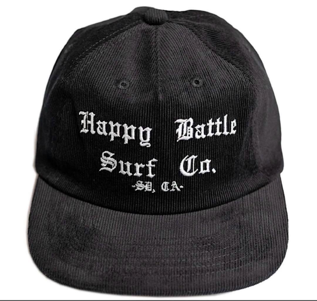HAPPY BATTLE SURF キャップ コーデュロイ ロゴ刺繍 HAPPY BATTLE