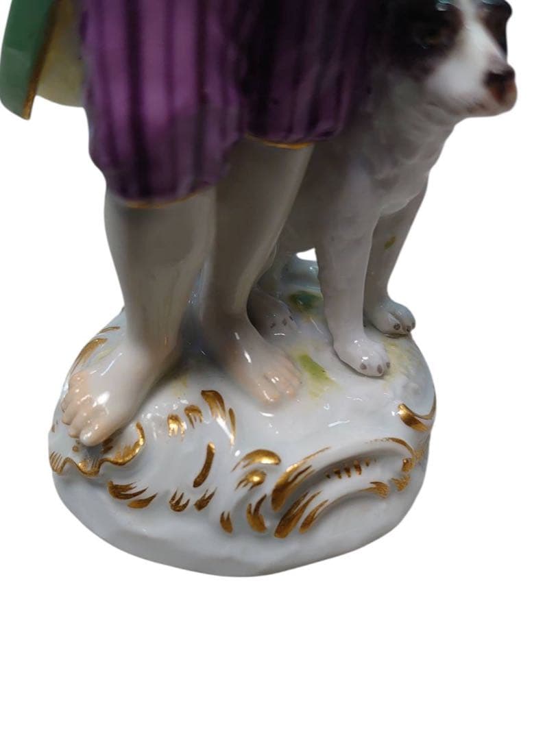 美品 マイセン フィギュリン 笛吹き少年と犬 - メルカリ