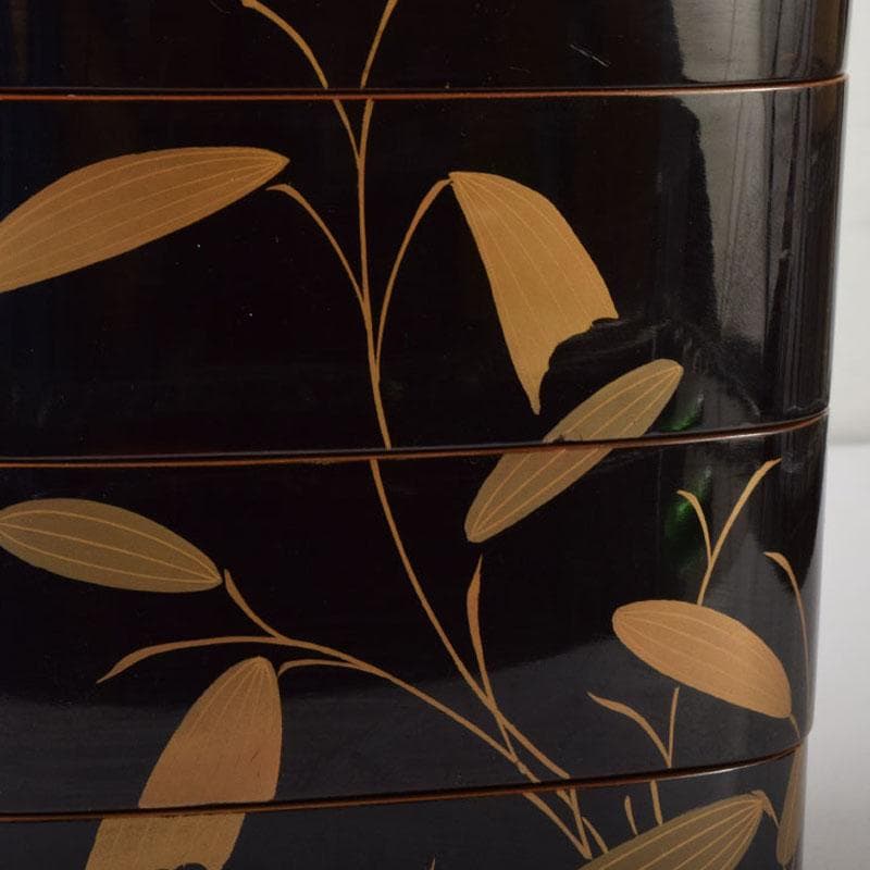 輪島塗　漆塗　草蒔絵　四段重箱　時代箱付　C　7535