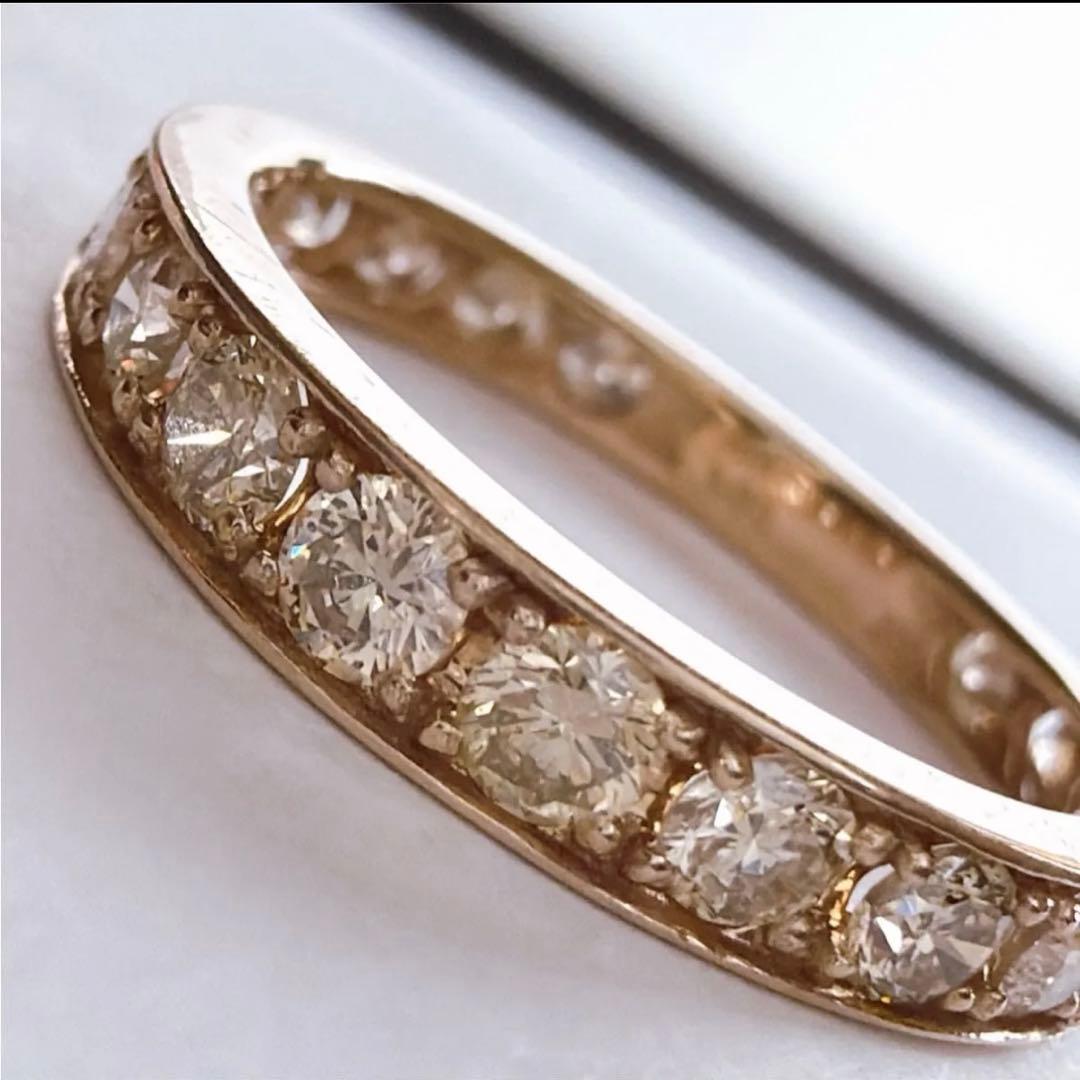 【1217】 K18PG 天然ダイヤモンド 1ct エタニティ 11.5〜12号