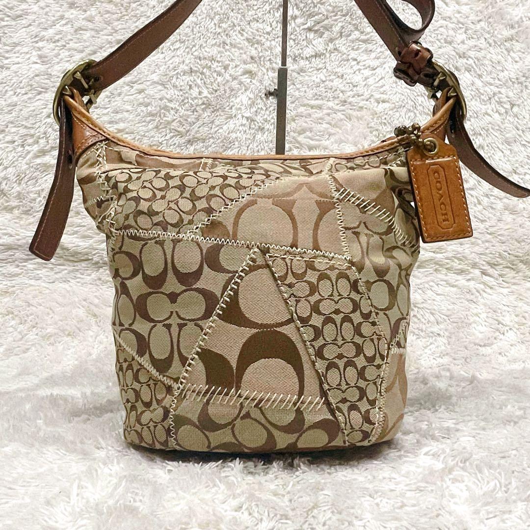 ✨希少 コーチ バケツ型 ワンショルダーバッグ パッチワーク シグネチャー 美品