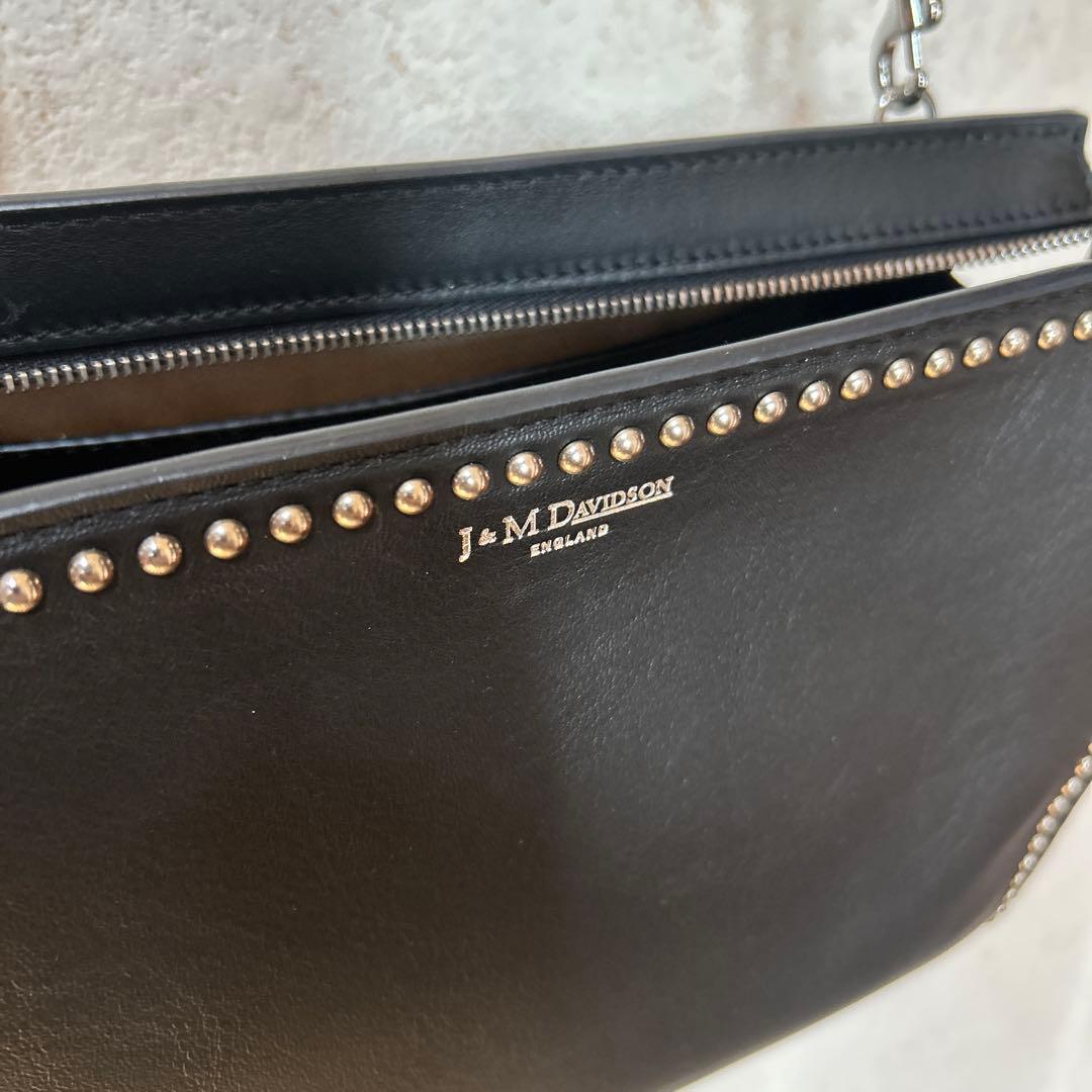 超美品 J&M DAVIDSON ブラックレザーショルダーバッグ