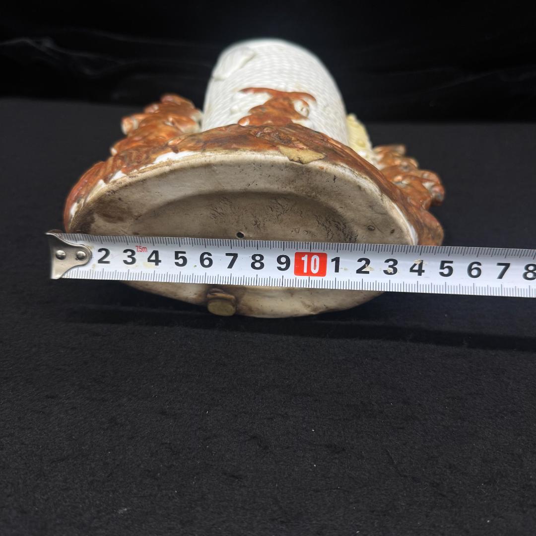 平戸焼 鯉 滝登り　平戸　花瓶 時代物 骨董古美術 30cm