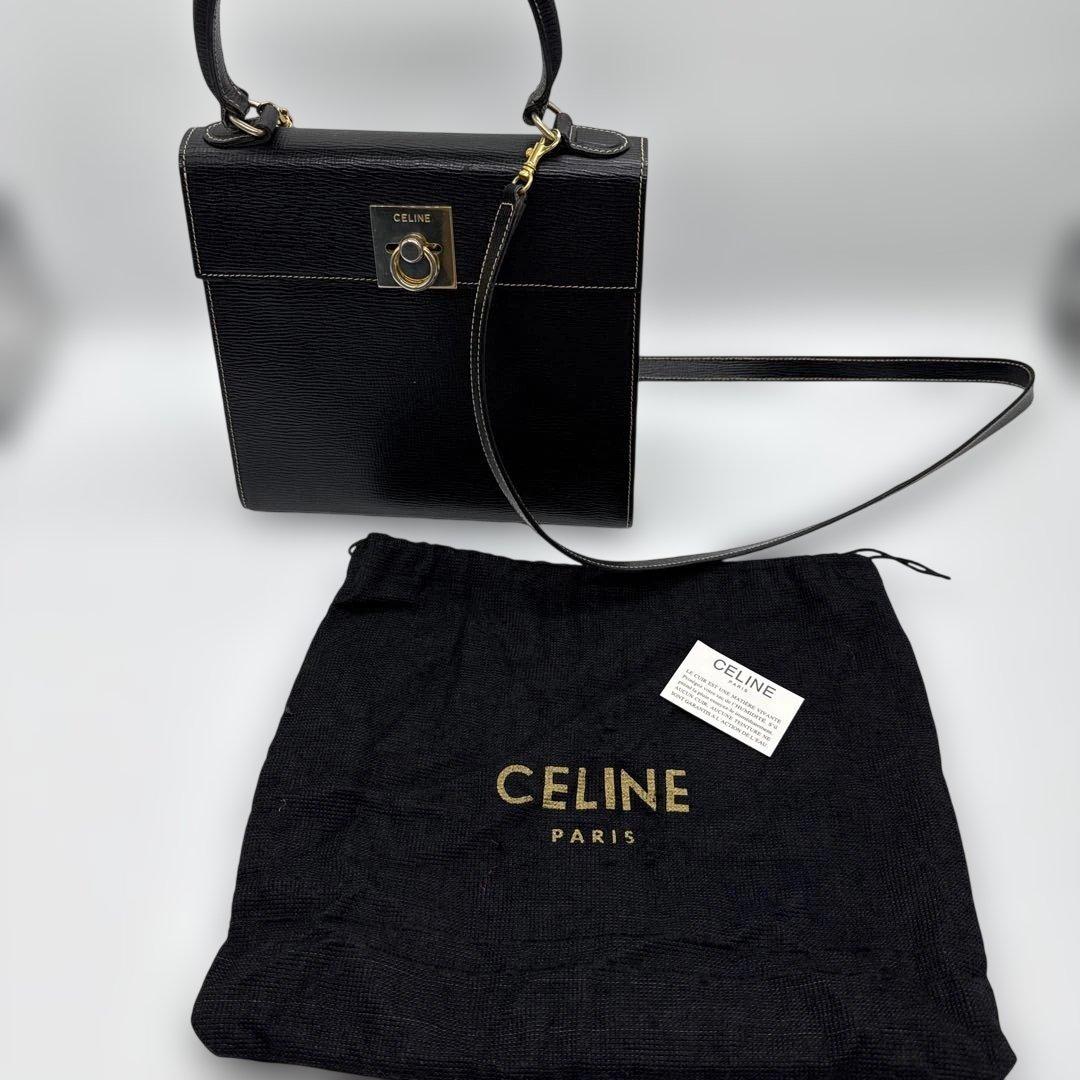 ヴィンテージ　レア　CELINE ブラック ハンドバッグ ダストバッグ付き