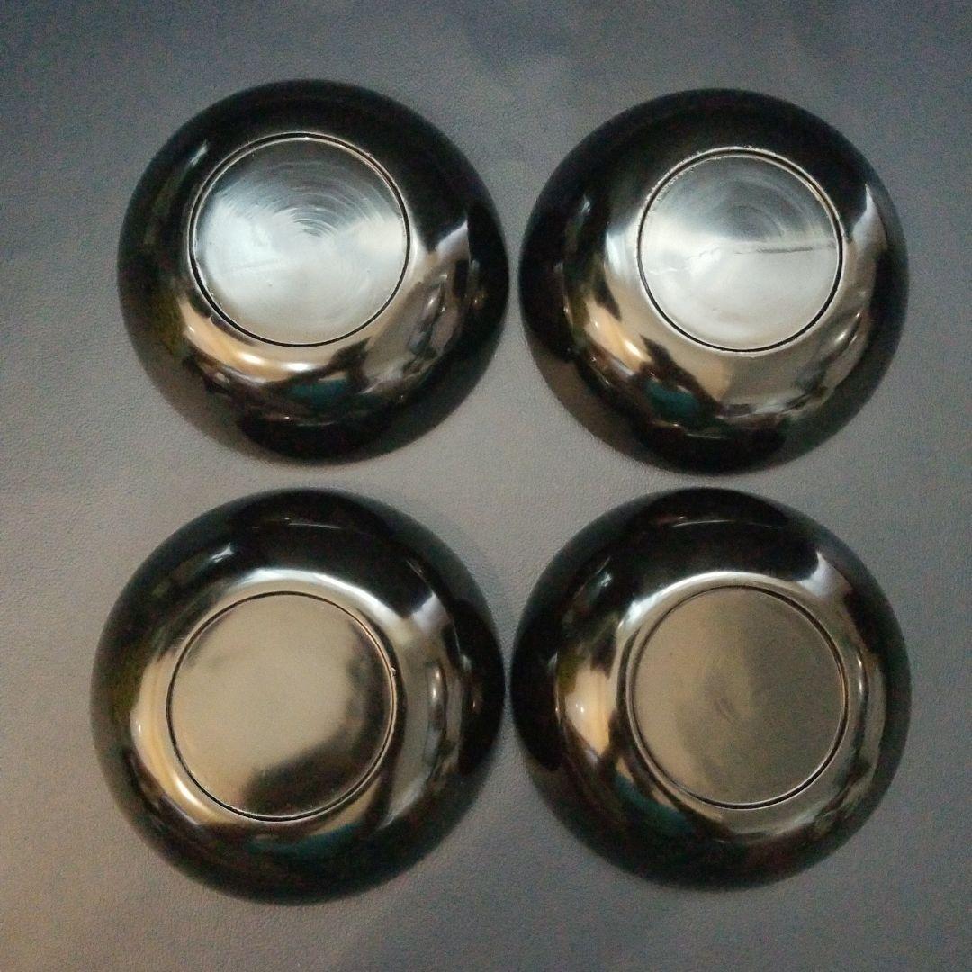 時代輪島塗 黒漆 シダ金蒔絵 小皿 銘々皿 4枚