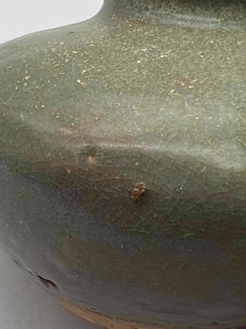 元時代 青磁 龍泉窯小壺 茶入 茶道具 水指 酒器 唐物 古物(F-97）の