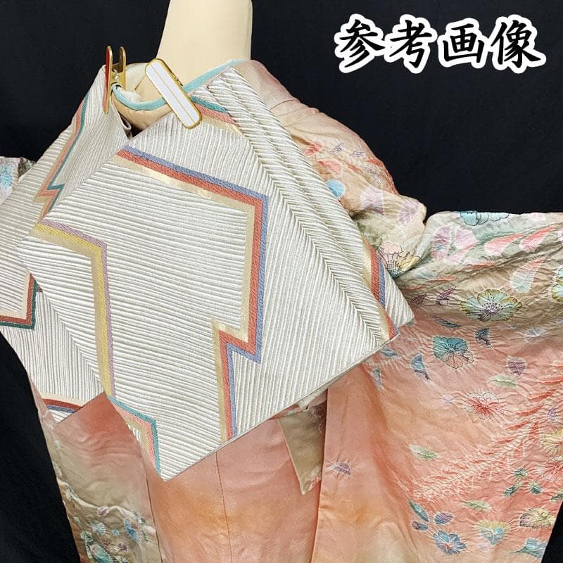 412z5☆振袖 銀通し 辻が花文様 バチ衿 落款 作家物☆美品 成人