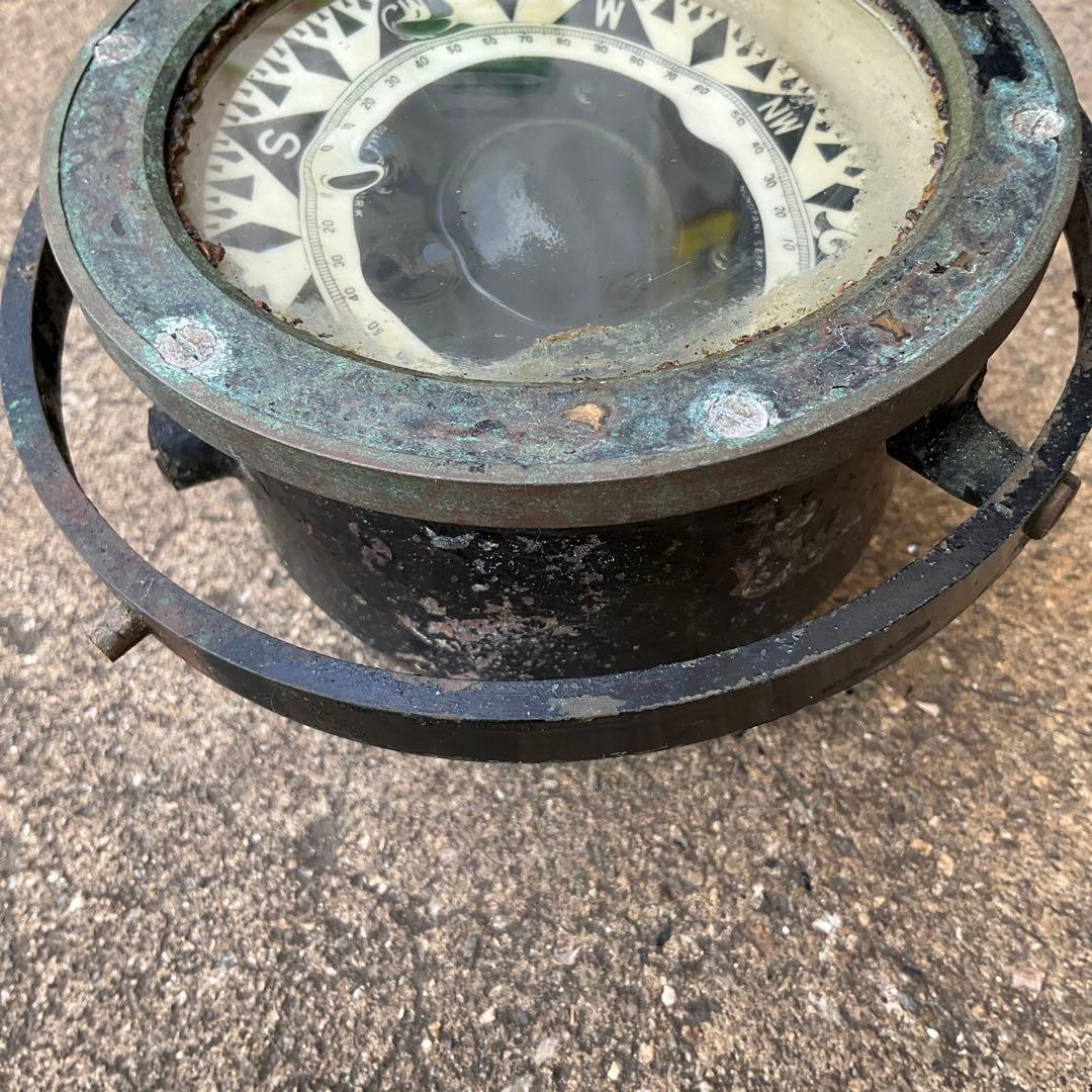 船舶用羅針盤 磁気コンパス アンティーク ビンテージ 希少 木枠付き