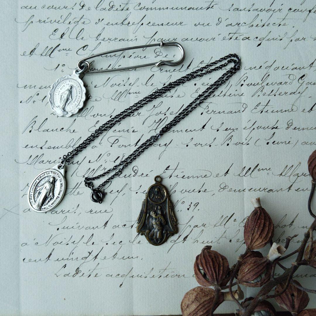 フランス蚤の市 メダイ、ブローチ、ペンダント3個セット 十字架