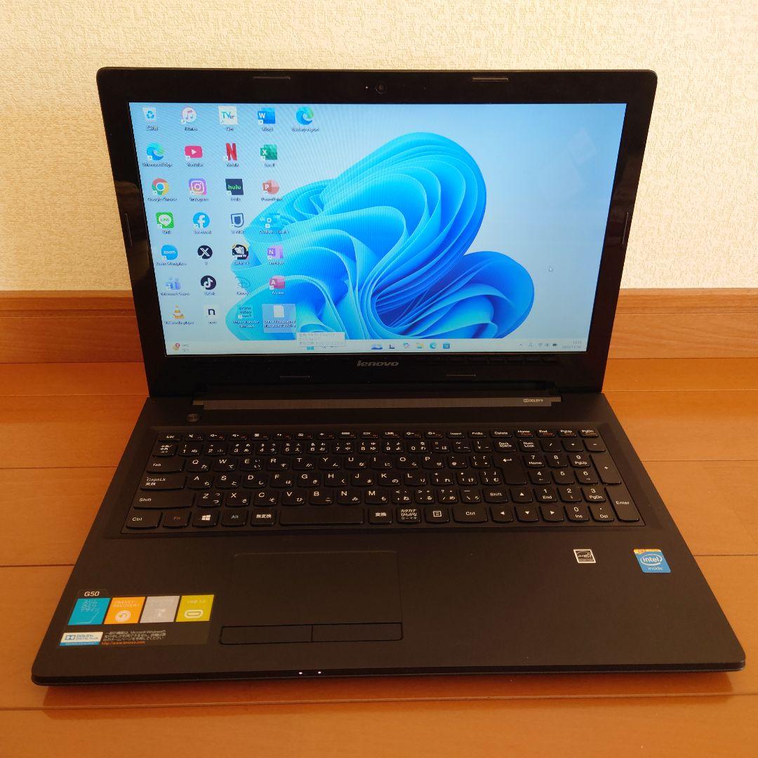 設定済✨️レノボノート✨️Lenovo G50ブラック✨️Win11＆オフィス