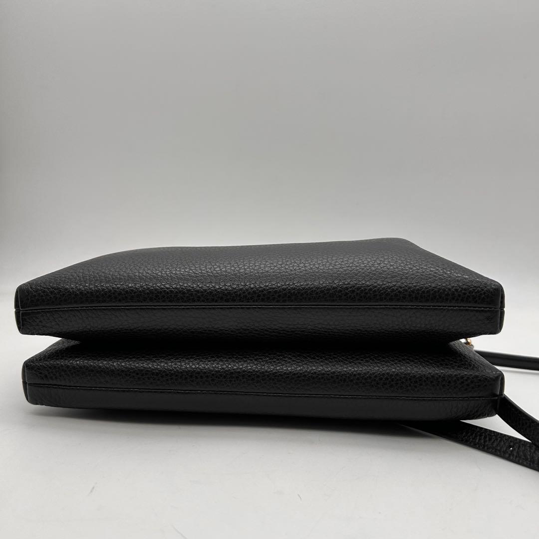 極美品　COACH　コーチ　ショルダーバッグ　二層　黒　レザー　ロゴ　斜め掛け◎