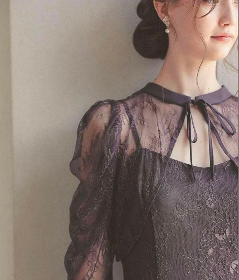 新品未使用　Dorry Doll ボレロレイヤーレースドレス　チャコールグレー