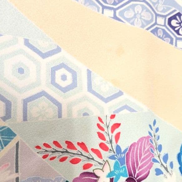 クリーム熨斗目振袖7点フルセット、成人式、前撮り、結婚式に