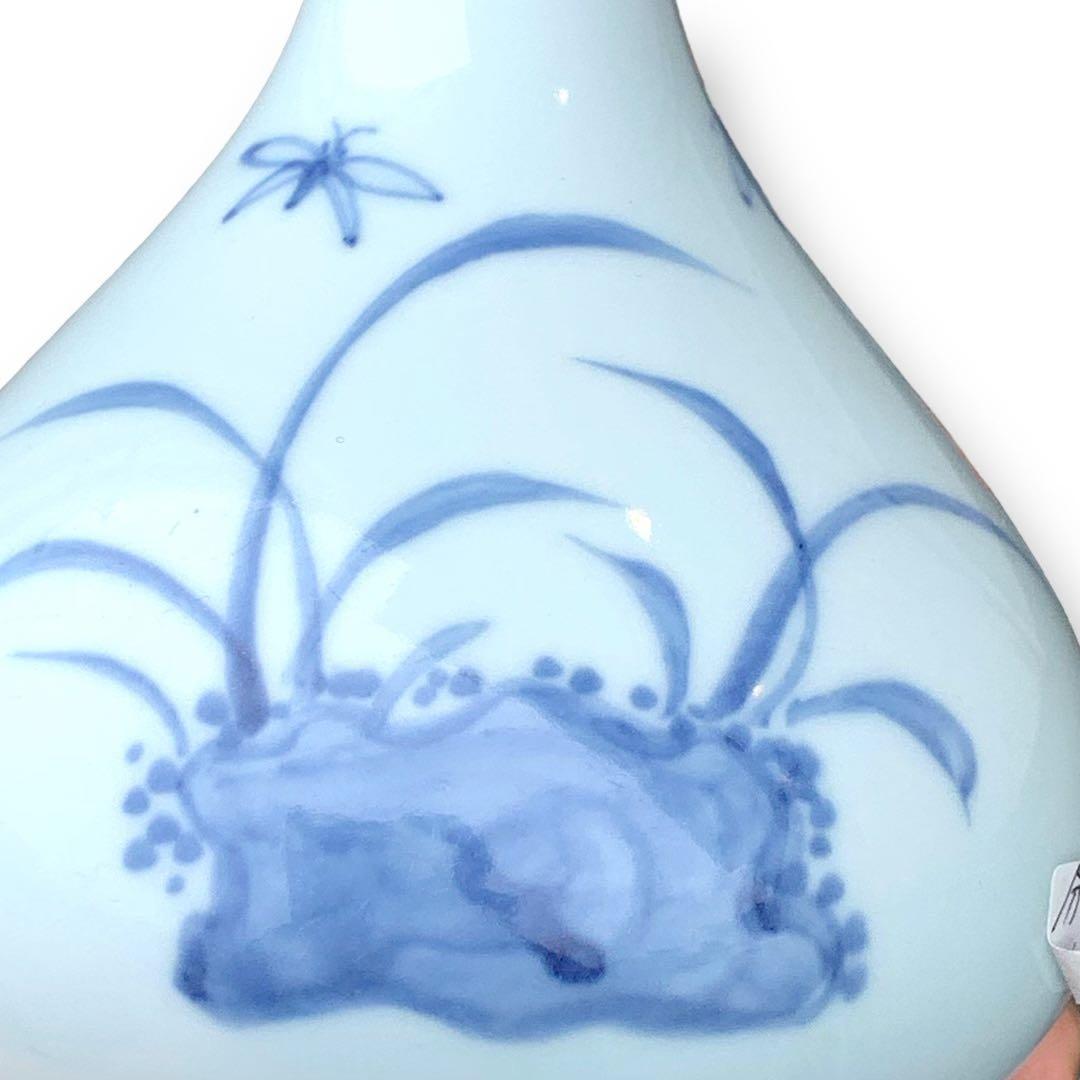 李朝 染付 染め付け 花瓶 一輪挿し トンボ 蜻蛉 朝鮮 骨董 美術 岩 草 李朝 染付 染め付け 花瓶 一輪挿し トンボ 蜻蛉 朝鮮 骨董 美術 岩 草