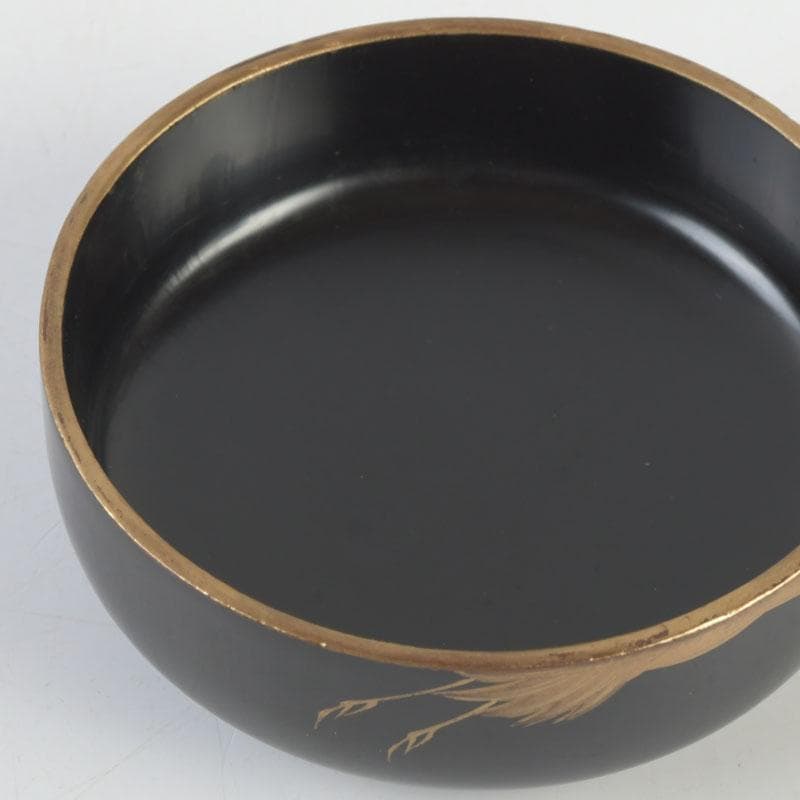 茶道具 黒漆 鳥蒔絵 棗 銘「千歳」 裏千家十一代玄々斎極め箱 V 9787