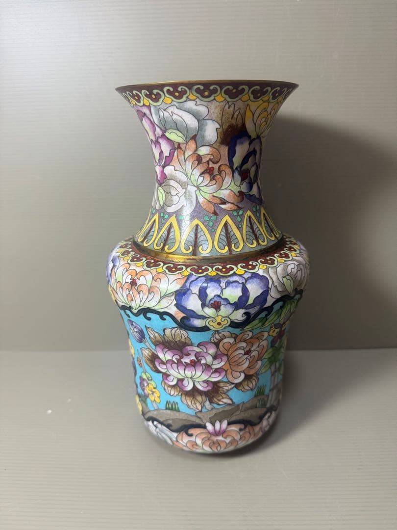 2073 七宝焼　景泰藍　花瓶　時代物