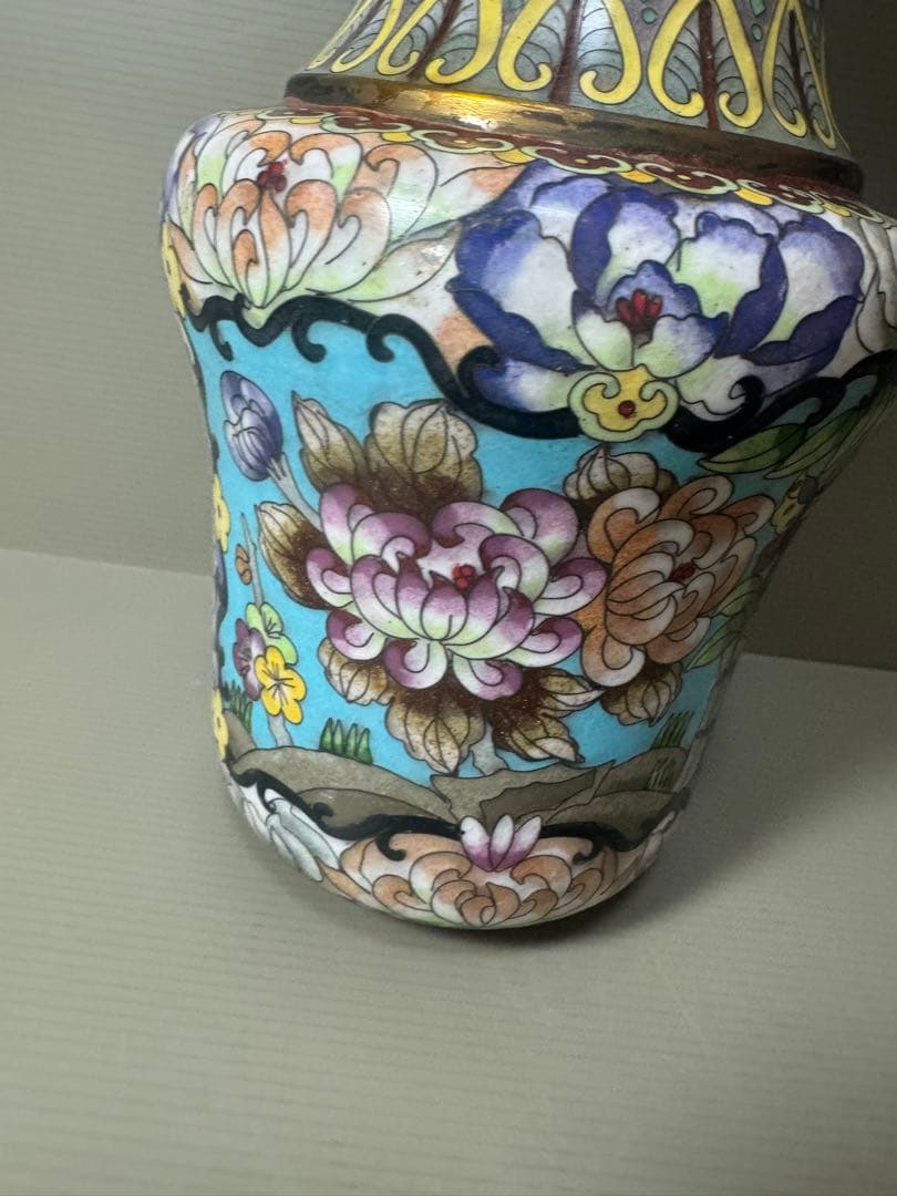 2073 七宝焼　景泰藍　花瓶　時代物