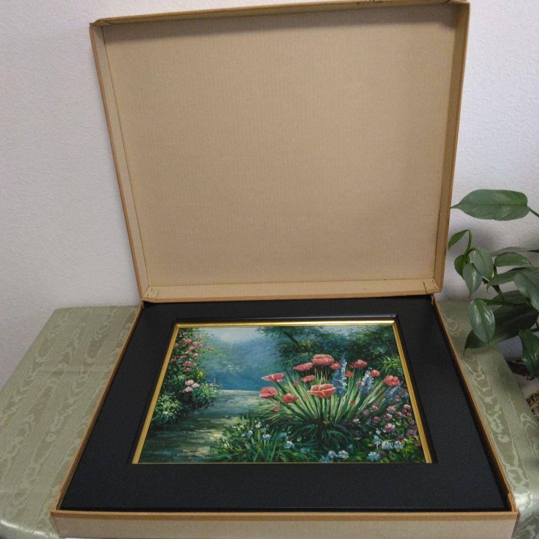 E-122 花園の絵 F6 美術品・アンティーク・コレクション