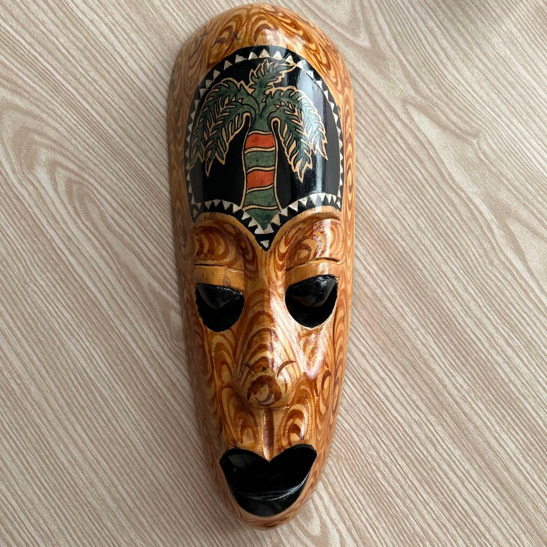 お面 マスク ハワイ 木彫り 壁掛け インテリア ティキ - メルカリ