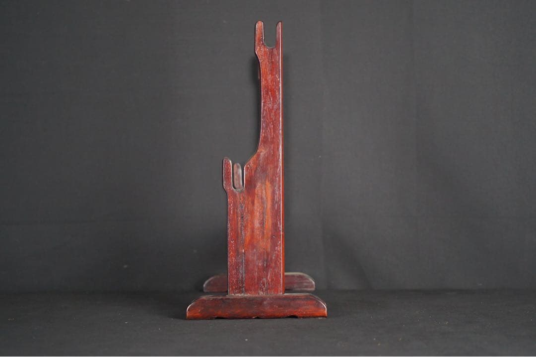 唐木花梨 唐草花透かし 二振掛用 刀掛け 武具 刀装具