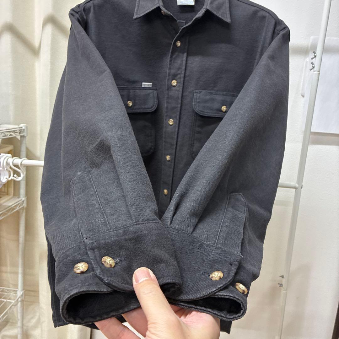 【USA製】 Carhartt ダークグレー シャツジャケット 厚手生地 XL