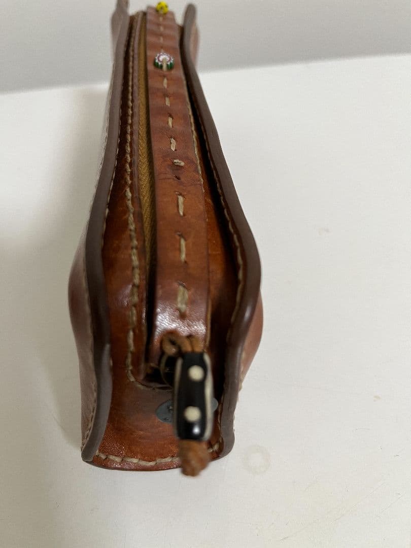 アンリークイール　 レザーペンケース ブラウン