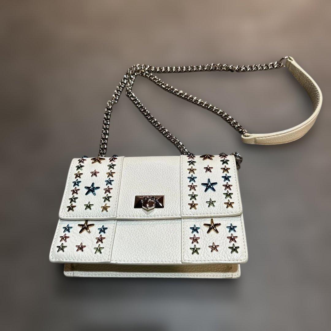 JIMMY CHOO ホワイト バッグ 星型スタッズ