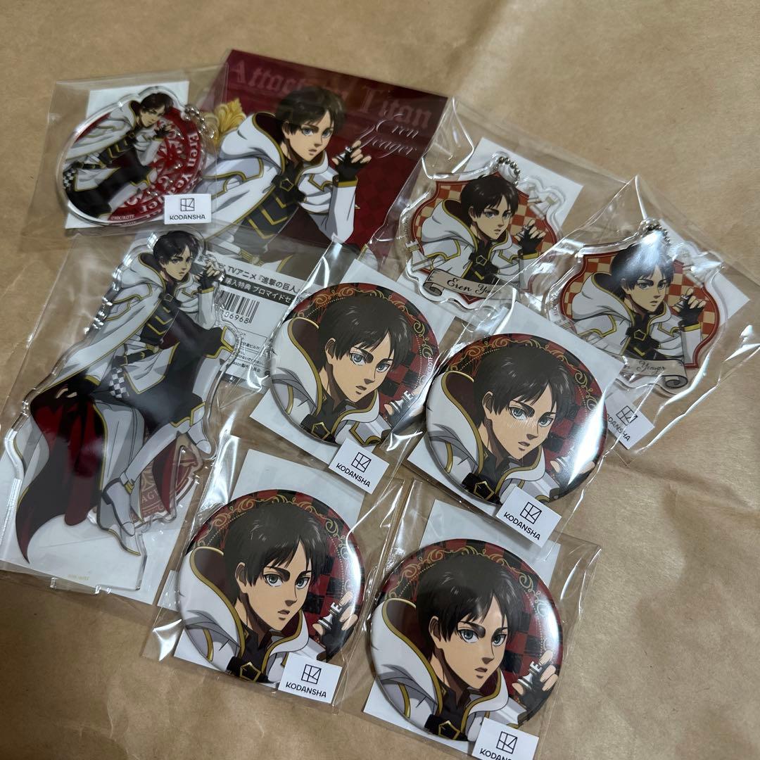 まるくじ　エレン　進撃の巨人　アクスタ　缶バッジ　アクキー 進撃の巨人 まるくじ チェス エレン アクリルスタンド 缶バッジ