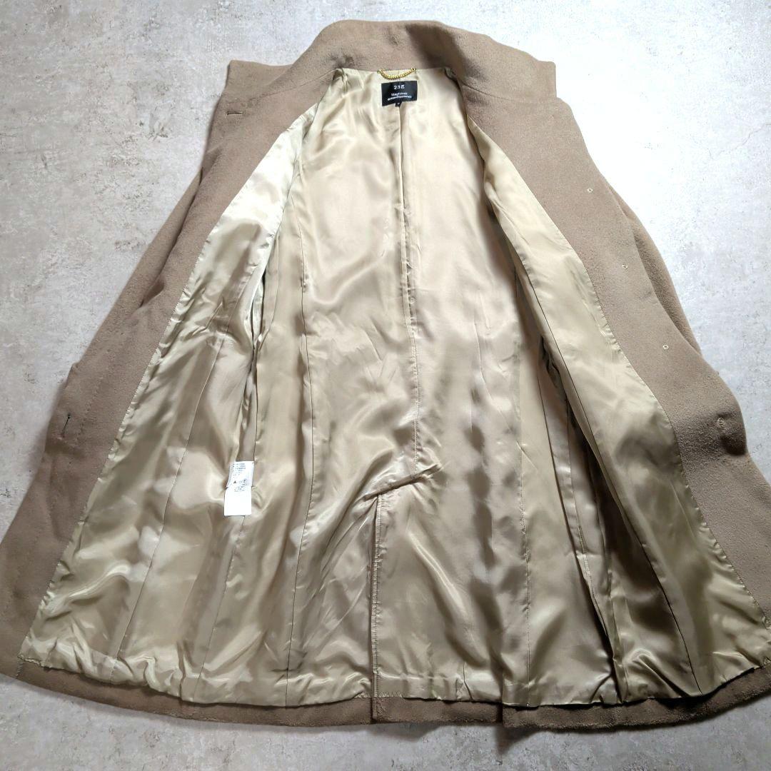 美品】23区 アンゴラ混 ウール ベルト付 ロングコート 38 キャメル