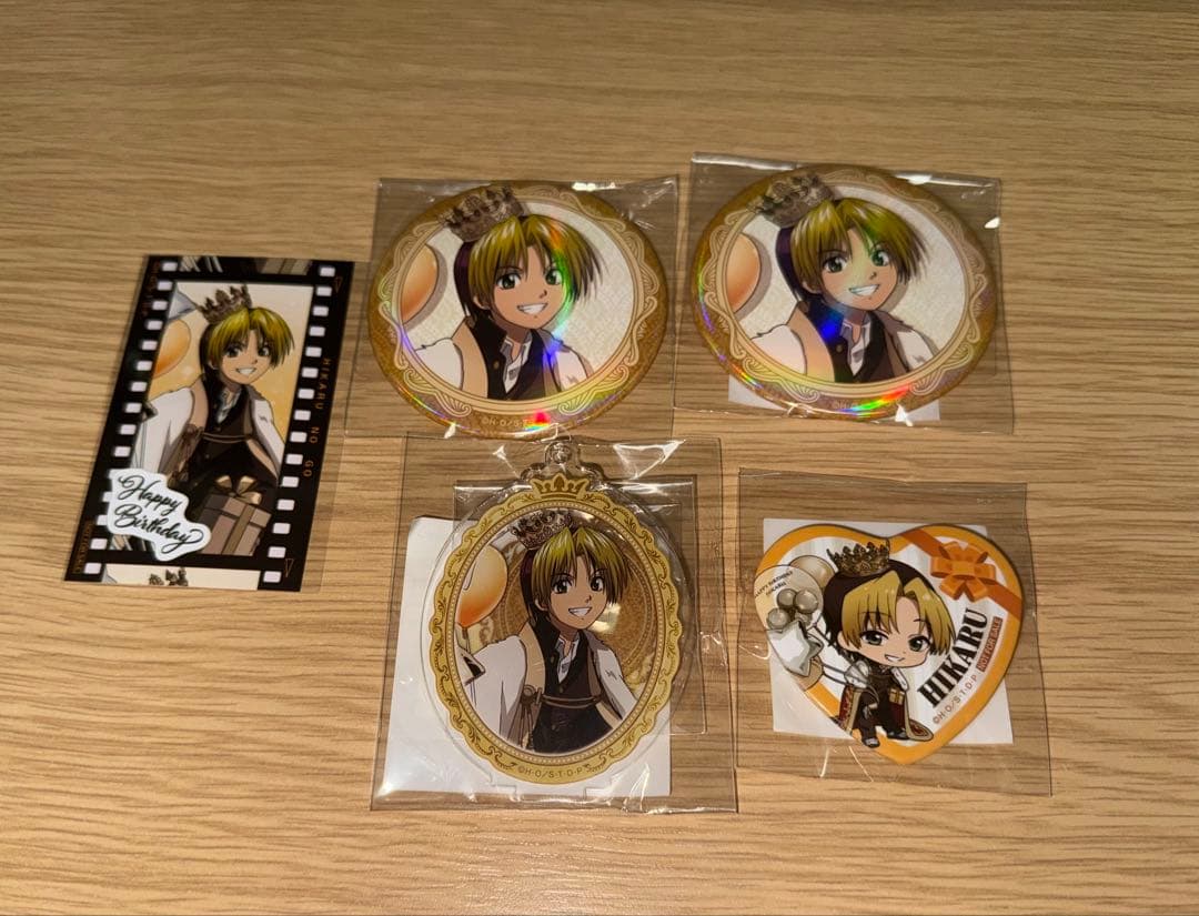 ヒカルの碁 進藤ヒカル くじ引き堂 アクリル 缶バッジ 特典 5点セット