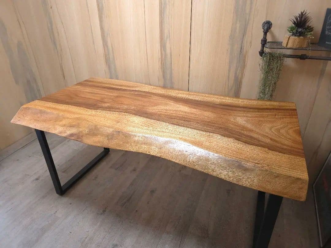 新品 楠 一枚板 ダイニングテーブル アイアン家具 リビングテーブル